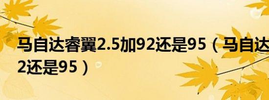 马自达睿翼2.5加92还是95（马自达睿翼加92还是95）