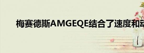 梅赛德斯AMGEQE结合了速度和动力