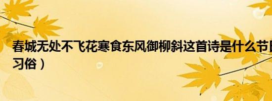 春城无处不飞花寒食东风御柳斜这首诗是什么节日（有什么习俗）