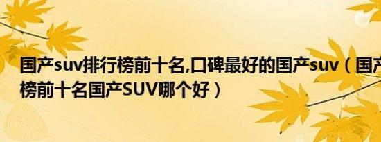 国产suv排行榜前十名,口碑最好的国产suv（国产SUV排行榜前十名国产SUV哪个好）