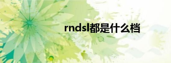 rndsl都是什么档