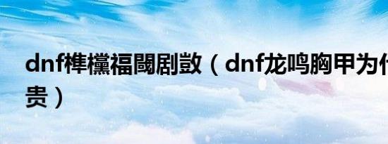 dnf榫欓福閾剧敳（dnf龙鸣胸甲为什么这么贵）