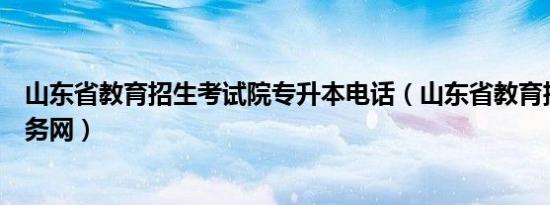 山东省教育招生考试院专升本电话（山东省教育招生考试服务网）