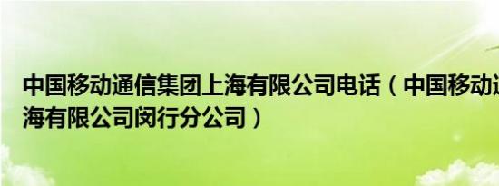 中国移动通信集团上海有限公司电话（中国移动通信集团上海有限公司闵行分公司）