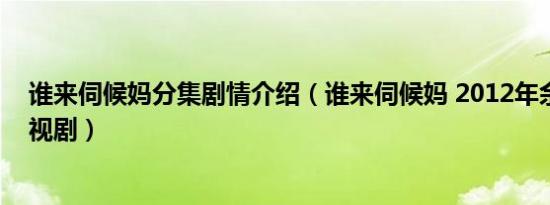 谁来伺候妈分集剧情介绍（谁来伺候妈 2012年余淳执导电视剧）