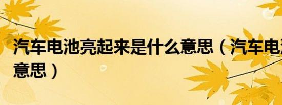 汽车电池亮起来是什么意思（汽车电池亮什么意思）