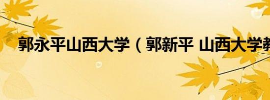 郭永平山西大学（郭新平 山西大学教授）