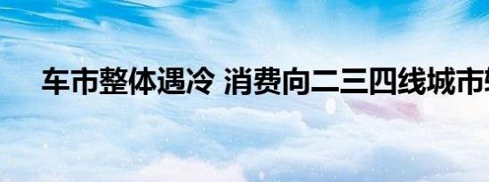 车市整体遇冷 消费向二三四线城市转移