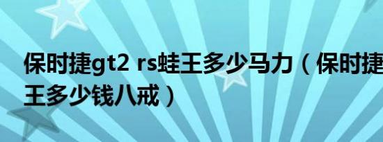 保时捷gt2 rs蛙王多少马力（保时捷gt2rs蛙王多少钱八戒）