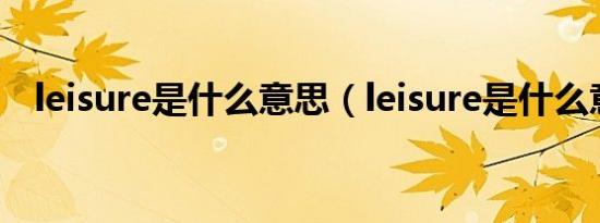 leisure是什么意思（leisure是什么意思）