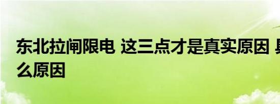 东北拉闸限电 这三点才是真实原因 具体是什么原因