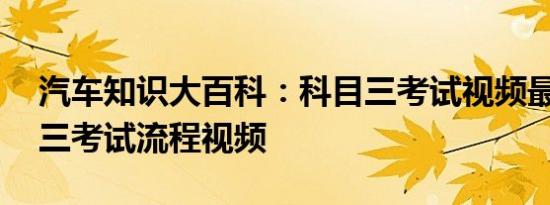 汽车知识大百科：科目三考试视频最新 科目三考试流程视频