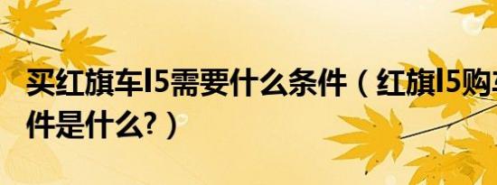 买红旗车l5需要什么条件（红旗l5购车限制条件是什么?）