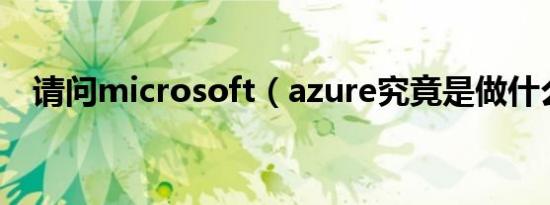 请问microsoft（azure究竟是做什么的）