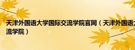 天津外国语大学国际交流学院官网（天津外国语大学国际交流学院）