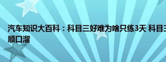 汽车知识大百科：科目三好难为啥只练3天 科目三考试技巧顺口溜