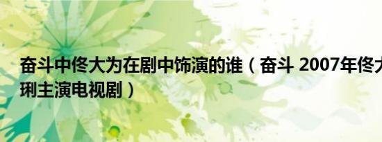 奋斗中佟大为在剧中饰演的谁（奋斗 2007年佟大为、马伊琍主演电视剧）