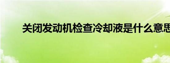 关闭发动机检查冷却液是什么意思？