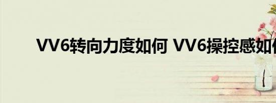 VV6转向力度如何 VV6操控感如何 