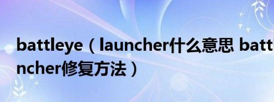 battleye（launcher什么意思 battleye launcher修复方法）