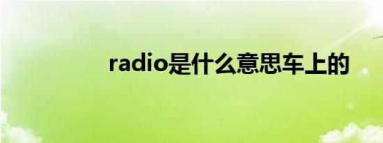 radio是什么意思车上的