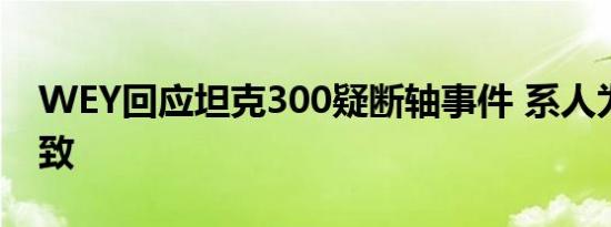 WEY回应坦克300疑断轴事件 系人为因素导致