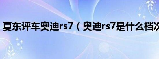 夏东评车奥迪rs7（奥迪rs7是什么档次的车）