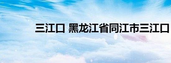 三江口 黑龙江省同江市三江口