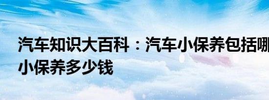 汽车知识大百科：汽车小保养包括哪些 汽车小保养多少钱