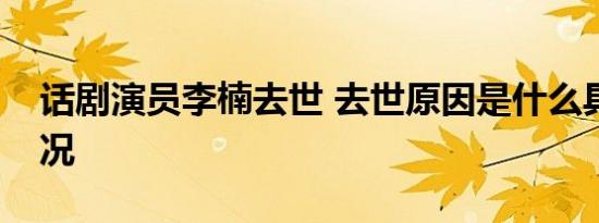 话剧演员李楠去世 去世原因是什么具体啥情况