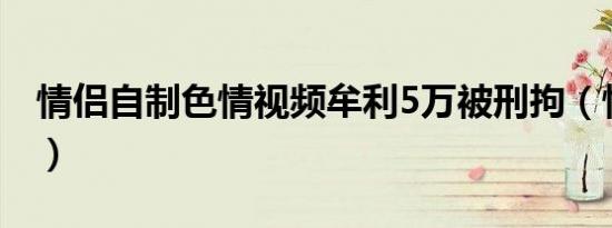 情侣自制色情视频牟利5万被刑拘（情侣绰号）