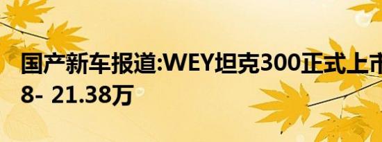 国产新车报道:WEY坦克300正式上市 售17.58- 21.38万