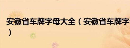 安徽省车牌字母大全（安徽省车牌字母代表市）