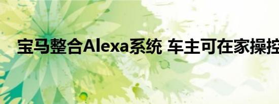 宝马整合Alexa系统 车主可在家操控车辆