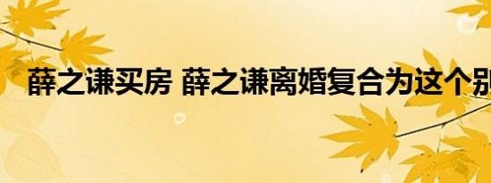 薛之谦买房 薛之谦离婚复合为这个别逗了