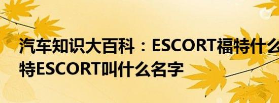 汽车知识大百科：ESCORT福特什么车型 福特ESCORT叫什么名字