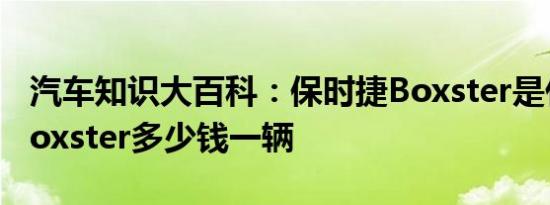 汽车知识大百科：保时捷Boxster是什么车 Boxster多少钱一辆