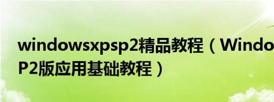 windowsxpsp2精品教程（WindowsXP SP2版应用基础教程）