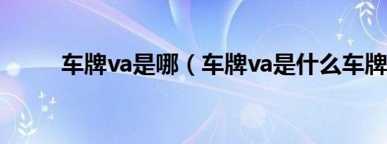 车牌va是哪（车牌va是什么车牌）