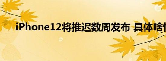 iPhone12将推迟数周发布 具体啥情况