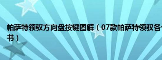 帕萨特领驭方向盘按键图解（07款帕萨特领驭各个按键说明书）