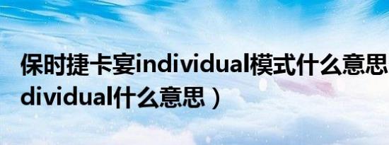 保时捷卡宴individual模式什么意思（卡宴individual什么意思）