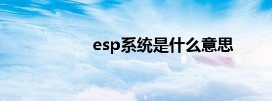 esp系统是什么意思