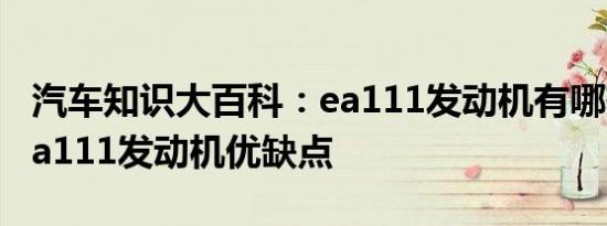 汽车知识大百科：ea111发动机有哪些通病 ea111发动机优缺点