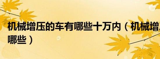 机械增压的车有哪些十万内（机械增压的车有哪些）