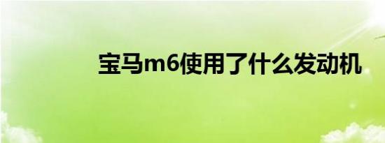 宝马m6使用了什么发动机