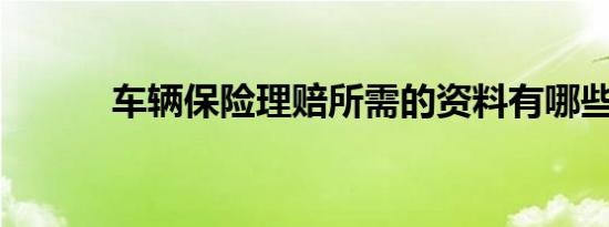 车辆保险理赔所需的资料有哪些