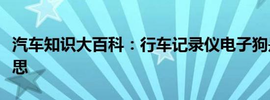 汽车知识大百科：行车记录仪电子狗是什么意思