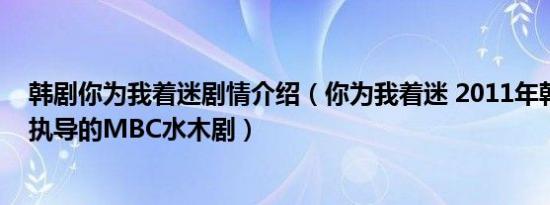 韩剧你为我着迷剧情介绍（你为我着迷 2011年韩国表民洙执导的MBC水木剧）