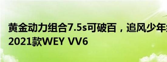 黄金动力组合7.5s可破百，追风少年组团安利2021款WEY VV6